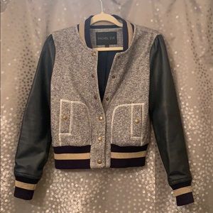 Rachel Zoe bomber leather sleeves XS